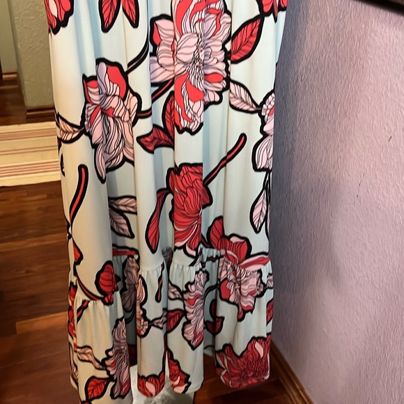 Iman Global Chic Maxi Dress Green Tropical Print Sleeveless NWOT Sz 4X - Picture 10 of 14